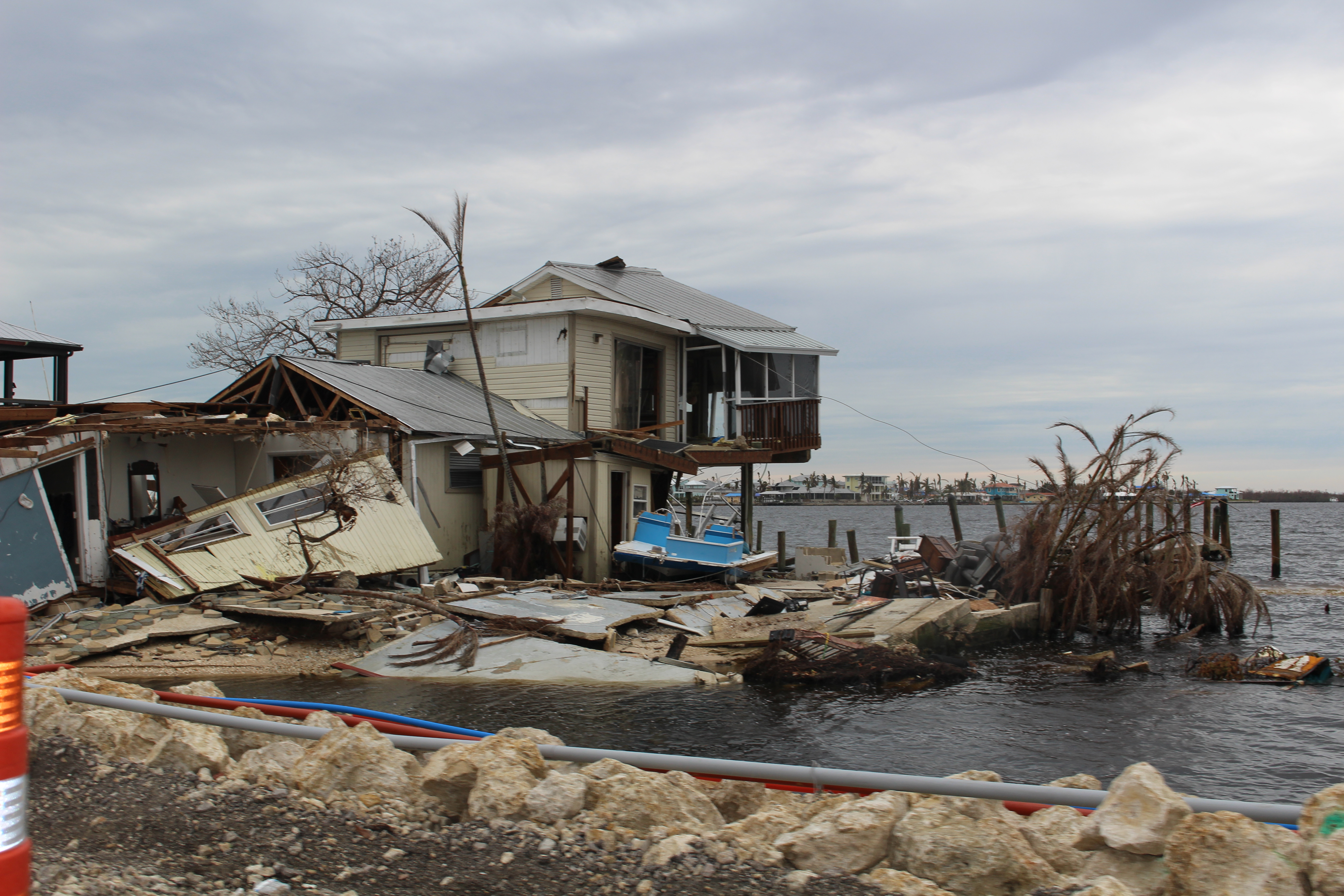 A house damage by Hurricane Ian