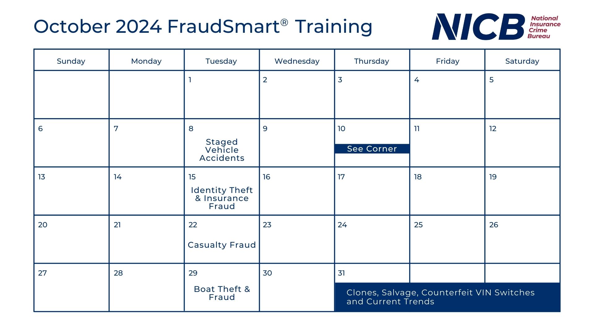 October 2024 FraudSmart Calendar